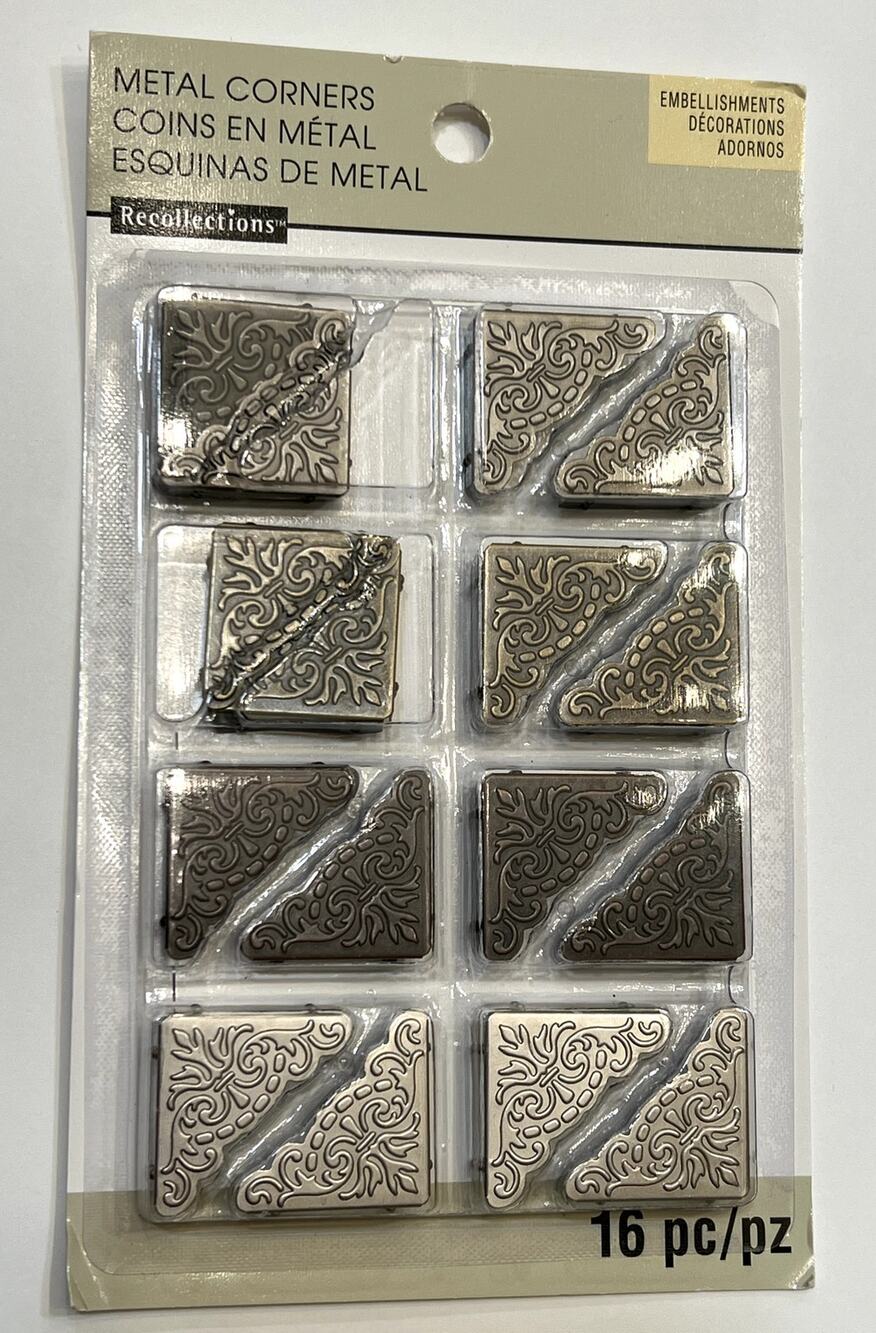 Metal Corners 16 Pieces Embellishments Recollections New